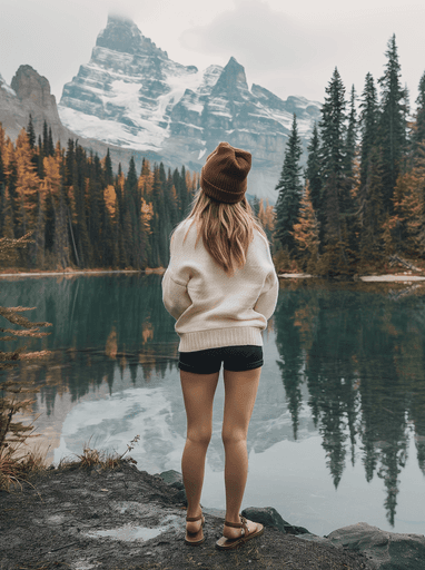 Tourist near a lake in Kashmir